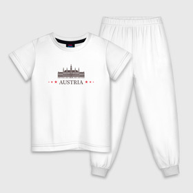 Детская пижама хлопок с принтом Австрия в Екатеринбурге, 100% хлопок |  брюки и футболка прямого кроя, без карманов, на брюках мягкая резинка на поясе и по низу штанин
 | вена | достопримечательность | ратуша | страна