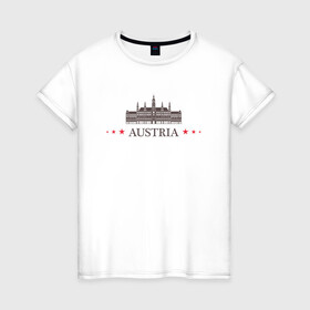 Женская футболка хлопок с принтом Австрия в Екатеринбурге, 100% хлопок | прямой крой, круглый вырез горловины, длина до линии бедер, слегка спущенное плечо | вена | достопримечательность | ратуша | страна