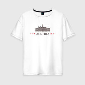 Женская футболка хлопок Oversize с принтом Австрия в Екатеринбурге, 100% хлопок | свободный крой, круглый ворот, спущенный рукав, длина до линии бедер
 | вена | достопримечательность | ратуша | страна