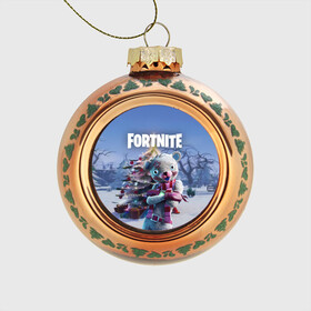 Стеклянный ёлочный шар с принтом Fortnite Новогодний в Екатеринбурге, Стекло | Диаметр: 80 мм | christmas | epic games | fortnite | игры | новый год | рождество | фортнайт