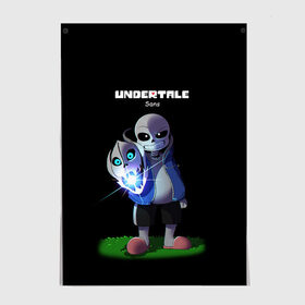 Постер с принтом UNDERTALE в Екатеринбурге, 100% бумага
 | бумага, плотность 150 мг. Матовая, но за счет высокого коэффициента гладкости имеет небольшой блеск и дает на свету блики, но в отличии от глянцевой бумаги не покрыта лаком | chara | frisk | sans | undertale | андертале | андертейл | игра | подземная история | подземная сказка | санс | ундертале | фриск | чара