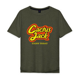 Мужская футболка хлопок Oversize с принтом Cactus Jack в Екатеринбурге, 100% хлопок | свободный крой, круглый ворот, “спинка” длиннее передней части | Тематика изображения на принте: reeses puffs | travis scott | джэк | кактус | трэвис скотт