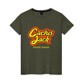 Женская футболка хлопок с принтом Cactus Jack в Екатеринбурге, 100% хлопок | прямой крой, круглый вырез горловины, длина до линии бедер, слегка спущенное плечо | reeses puffs | travis scott | джэк | кактус | трэвис скотт