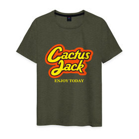 Мужская футболка хлопок с принтом Cactus Jack в Екатеринбурге, 100% хлопок | прямой крой, круглый вырез горловины, длина до линии бедер, слегка спущенное плечо. | reeses puffs | travis scott | джэк | кактус | трэвис скотт