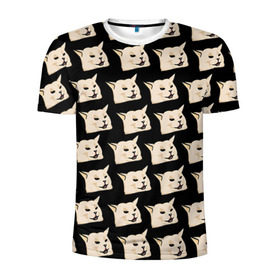 Мужская футболка 3D спортивная с принтом woman yelling at cat в Екатеринбурге, 100% полиэстер с улучшенными характеристиками | приталенный силуэт, круглая горловина, широкие плечи, сужается к линии бедра | Тематика изображения на принте: mem | woman yelling at cat | женщина кричит на кота | мем