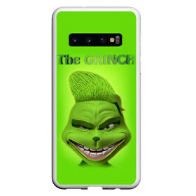 Чехол для Samsung Galaxy S10 с принтом Grinch Face в Екатеринбурге, Силикон | Область печати: задняя сторона чехла, без боковых панелей | christmas | claus | grinch stole | how the | jingle | merry | santa | гринч | гуманоид | диккенс | ктоград | олени | рождество | снежинки | чарльз