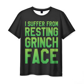 Мужская футболка 3D с принтом Grinch Face в Екатеринбурге, 100% полиэфир | прямой крой, круглый вырез горловины, длина до линии бедер | 