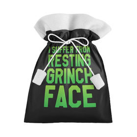 Подарочный 3D мешок с принтом Grinch Face в Екатеринбурге, 100% полиэстер | Размер: 29*39 см | Тематика изображения на принте: 