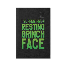 Обложка для паспорта матовая кожа с принтом Grinch Face в Екатеринбурге, натуральная матовая кожа | размер 19,3 х 13,7 см; прозрачные пластиковые крепления | Тематика изображения на принте: 