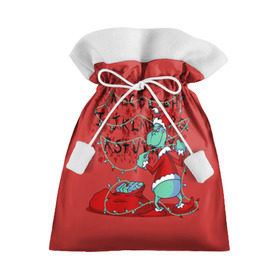 Подарочный 3D мешок с принтом Гринч в Екатеринбурге, 100% полиэстер | Размер: 29*39 см | christmas | claus | grinch stole | how the | jingle | merry | santa | гринч | гуманоид | диккенс | ктоград | олени | рождество | снежинки | чарльз