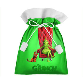 Подарочный 3D мешок с принтом The Grinch в Екатеринбурге, 100% полиэстер | Размер: 29*39 см | Тематика изображения на принте: christmas | claus | grinch stole | how the | jingle | merry | santa | гринч | гуманоид | диккенс | ктоград | олени | рождество | снежинки | чарльз