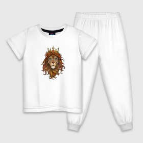 Детская пижама хлопок с принтом Король Лев в Екатеринбурге, 100% хлопок |  брюки и футболка прямого кроя, без карманов, на брюках мягкая резинка на поясе и по низу штанин
 | голова животного | король лев | корона | лев | рисунок