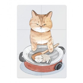 Магнитный плакат 2Х3 с принтом Кот с Котенком в Екатеринбурге, Полимерный материал с магнитным слоем | 6 деталей размером 9*9 см | cat | cat meme | интернет | кот | кот кусь | кот мем | котейка | котенок | кошак | мем | мем с котом | мемы с котиками | приколы | удивленный кот мем