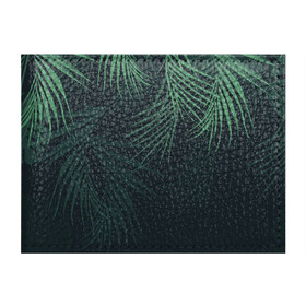 Обложка для студенческого билета с принтом Пальмовый узор в Екатеринбурге, натуральная кожа | Размер: 11*8 см; Печать на всей внешней стороне | Тематика изображения на принте: джунгли | зелёный | лепестки | лепесток | лес | листья | пальма | пальмы | папоротник | салатовый | тропики | черный