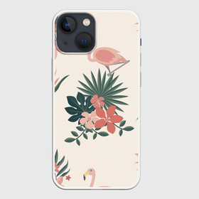 Чехол для iPhone 13 mini с принтом Розовый фламинго и цветы в Екатеринбурге,  |  | animal | bird | flamingo | pink | pnik flamingo | животные | папоротник | птицы | розовый | розовый фламинго | фламинго | цветы