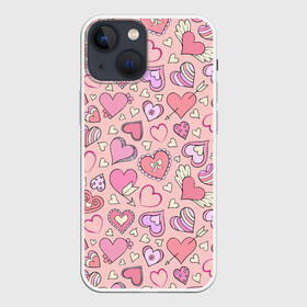 Чехол для iPhone 13 mini с принтом Сердечки в Екатеринбурге,  |  | hearts | texture | сердечки | текстура