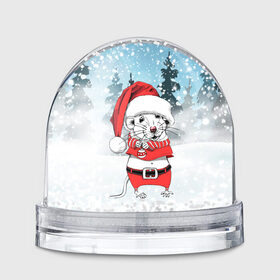 Снежный шар с принтом Мышонок с елочной игрушкой в Екатеринбурге, Пластик | Изображение внутри шара печатается на глянцевой фотобумаге с двух сторон | 2020 | mouse | rat | годкрысы | годмыши | зима | зимняя | крыса | мороз | мышка | мышь | новогодняя | новый год | новый год 2020 | рождество | симолгода | снег | холод