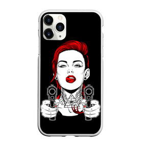 Чехол для iPhone 11 Pro Max матовый с принтом Woman is holding a gun в Екатеринбурге, Силикон |  | girl | guns | tattoo | woman | девушка | красотка | масоны | оружие | пистолеты | тату | треугольник