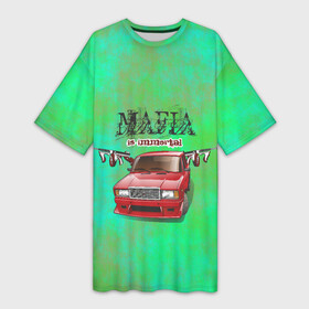 Платье-футболка 3D с принтом Mafia в Екатеринбурге,  |  | 2107 | mafia | бандиты | ваз | мафия | машины | семерка | таз | тазы