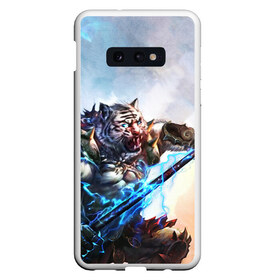 Чехол для Samsung S10E с принтом Warrior Zoomorph в Екатеринбурге, Силикон | Область печати: задняя сторона чехла, без боковых панелей | Тематика изображения на принте: mmorpg | perfect world | pw | амфибии | воин | древние | друид | жнец | жрец | зооморфы | идеальный мир | лучник | люди | маг | оборотень | паладин | пв | сиды | страж | стрелок | тени | шаман