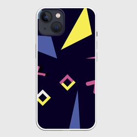 Чехол для iPhone 13 с принтом Танец геометрии в Екатеринбурге,  |  | волна | волны | геометрические фигуры | геометрия | желтый | зигзаг | зигзаги | квадрат | квадраты | розовый | синий | треугольник | треугольники | трёхугольник | трёхугольники | черный