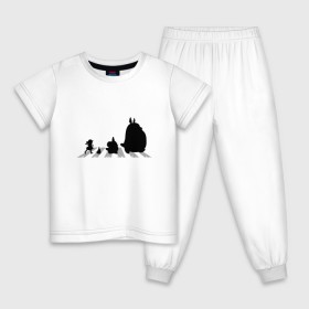 Детская пижама хлопок с принтом Totoro Beatles в Екатеринбурге, 100% хлопок |  брюки и футболка прямого кроя, без карманов, на брюках мягкая резинка на поясе и по низу штанин
 | Тематика изображения на принте: abbey road | beatles | forest | friend | ghibli | japan | keeper | miyazaki | music | nature | neigbor | neighbo | rock | totoro | анимация | аниме | битлз | гибли | друг | животные | лес | любовь | милый | мир | миядзаки | музыка | мульт | мультфильм | п