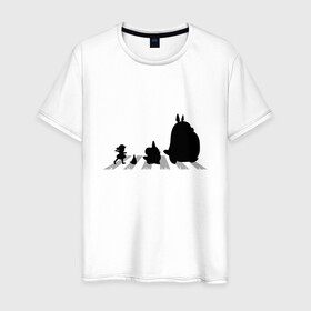 Мужская футболка хлопок с принтом Totoro Beatles в Екатеринбурге, 100% хлопок | прямой крой, круглый вырез горловины, длина до линии бедер, слегка спущенное плечо. | Тематика изображения на принте: abbey road | beatles | forest | friend | ghibli | japan | keeper | miyazaki | music | nature | neigbor | neighbo | rock | totoro | анимация | аниме | битлз | гибли | друг | животные | лес | любовь | милый | мир | миядзаки | музыка | мульт | мультфильм | п