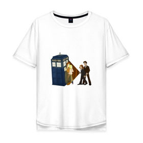 Мужская футболка хлопок Oversize с принтом Доктор Кто - The X-Files в Екатеринбурге, 100% хлопок | свободный крой, круглый ворот, “спинка” длиннее передней части | doctor who | the x files | доктор кто | секретные материалы | сериал  doctor who | сериал доктор кто | сериалы | фильмы