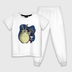Детская пижама хлопок с принтом Donnie Totoro в Екатеринбурге, 100% хлопок |  брюки и футболка прямого кроя, без карманов, на брюках мягкая резинка на поясе и по низу штанин
 | Тематика изображения на принте: donnie darko | forest | friend | ghibli | japan | keeper | miyazaki | nature | neigbor | neighbour | totoro | анимация | аниме | гибли | донни дарко | друг | животные | лес | любовь | милый | мир | миядзаки | мульт | мультфильм | приключения