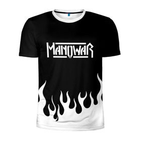 Мужская футболка 3D спортивная с принтом Manowar в Екатеринбурге, 100% полиэстер с улучшенными характеристиками | приталенный силуэт, круглая горловина, широкие плечи, сужается к линии бедра | man of war | manowar | music | rock | мановар | музыка | рок