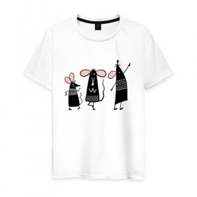 Мужская футболка хлопок с принтом Веселые мышки 2020 в Екатеринбурге, 100% хлопок | прямой крой, круглый вырез горловины, длина до линии бедер, слегка спущенное плечо. | 