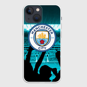 Чехол для iPhone 13 mini с принтом Manchester City в Екатеринбурге,  |  | Тематика изображения на принте: champions | city | football | manchester | manchester city | soccer | uefa | world cup | лига чемпионов | манчестер | манчестер сити | сити | форма | формы | футбол