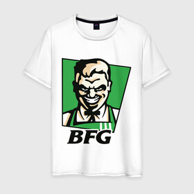 Мужская футболка хлопок с принтом BFG в Екатеринбурге, 100% хлопок | прямой крой, круглый вырез горловины, длина до линии бедер, слегка спущенное плечо. | bfg | doom | doom eternal | дум