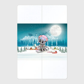 Магнитный плакат 2Х3 с принтом Милая мышка на сноуборде в Екатеринбурге, Полимерный материал с магнитным слоем | 6 деталей размером 9*9 см | 2020 | mouse | rat | годкрысы | годмыши | зима | зимняя | крыса | мороз | мышка | мышь | новогодняя | новый год | новый год 2020 | рождество | симолгода | снег | холод