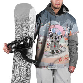 Накидка на куртку 3D с принтом Милая мышка на сноуборде в Екатеринбурге, 100% полиэстер |  | 
