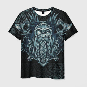 Мужская футболка 3D с принтом Odinn в Екатеринбурге, 100% полиэфир | прямой крой, круглый вырез горловины, длина до линии бедер | good | viking | vikings | бог | викинг | викинги | воин | кельтское | один | плетение | русь | скандинавы | славяне | язычник