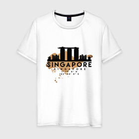 Мужская футболка хлопок с принтом Сингапур в Екатеринбурге, 100% хлопок | прямой крой, круглый вырез горловины, длина до линии бедер, слегка спущенное плечо. | city | singapore | travel | город | европа | карта | курорт | мир | приключение | путешествие | сингапур | столица | страна | тиризм | турист | флаг
