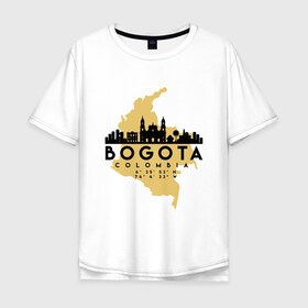 Мужская футболка хлопок Oversize с принтом Богота (Колумбия) в Екатеринбурге, 100% хлопок | свободный крой, круглый ворот, “спинка” длиннее передней части | bogota | city | columbia | travel | богота | город | европа | карта | колумбия | мир | приключение | путешествие | столица | страна | туризм | турист | флаг