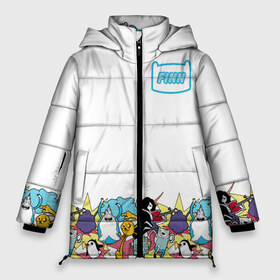 Женская зимняя куртка 3D с принтом Finn Adventure Time в Екатеринбурге, верх — 100% полиэстер; подкладка — 100% полиэстер; утеплитель — 100% полиэстер | длина ниже бедра, силуэт Оверсайз. Есть воротник-стойка, отстегивающийся капюшон и ветрозащитная планка. 

Боковые карманы с листочкой на кнопках и внутренний карман на молнии | adventure time | dsgnosadchaya | vdosadir | бимо | время приключений | гантер | джейк | марселин | пендлтон уорд | пупырка | снежный король | финн