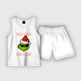 Детская пижама с шортами хлопок с принтом Гринч в Екатеринбурге,  |  | Тематика изображения на принте: christmas | grinch | гринч | зелёный | монстр | нг | новогодний | новый год | рождество