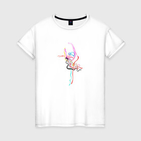 Женская футболка хлопок с принтом Танец Красок в Екатеринбурге, 100% хлопок | прямой крой, круглый вырез горловины, длина до линии бедер, слегка спущенное плечо | балет | рисунок | танец | танец красок