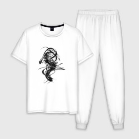 Мужская пижама хлопок с принтом Темная Энергия в Екатеринбурге, 100% хлопок | брюки и футболка прямого кроя, без карманов, на брюках мягкая резинка на поясе и по низу штанин
 | Тематика изображения на принте: вихрь | темная энергия | тьма