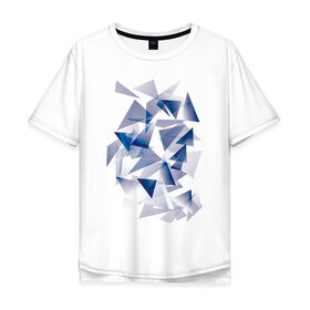Мужская футболка хлопок Oversize с принтом Частицы в Екатеринбурге, 100% хлопок | свободный крой, круглый ворот, “спинка” длиннее передней части | геометрия | минимализм | рисунок | треугольники | частицы