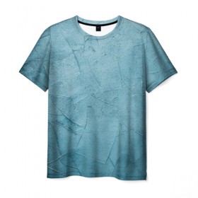 Мужская футболка 3D с принтом Оттенки синего в Екатеринбурге, 100% полиэфир | прямой крой, круглый вырез горловины, длина до линии бедер | камень | краска | краски | синий | стена | текстура | фон | штукатурка