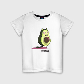 Детская футболка хлопок с принтом Авокот в Екатеринбурге, 100% хлопок | круглый вырез горловины, полуприлегающий силуэт, длина до линии бедер | Тематика изображения на принте: avocat | авокадо | кот | рисунок