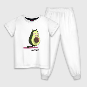 Детская пижама хлопок с принтом Авокот в Екатеринбурге, 100% хлопок |  брюки и футболка прямого кроя, без карманов, на брюках мягкая резинка на поясе и по низу штанин
 | Тематика изображения на принте: avocat | авокадо | кот | рисунок