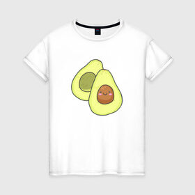 Женская футболка хлопок с принтом Авокадо в Екатеринбурге, 100% хлопок | прямой крой, круглый вырез горловины, длина до линии бедер, слегка спущенное плечо | авокадо | рисунок