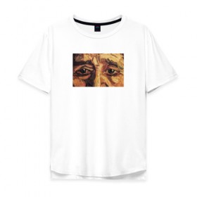 Мужская футболка хлопок Oversize с принтом искусство в Екатеринбурге, 100% хлопок | свободный крой, круглый ворот, “спинка” длиннее передней части | взгляд | глаза | живопись | искусство | картина | масло | мужчина