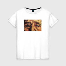 Женская футболка хлопок с принтом искусство в Екатеринбурге, 100% хлопок | прямой крой, круглый вырез горловины, длина до линии бедер, слегка спущенное плечо | взгляд | глаза | живопись | искусство | картина | масло | мужчина