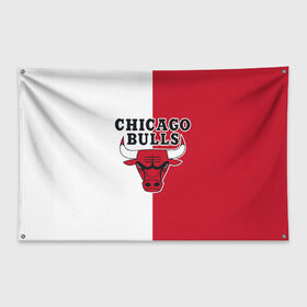 Флаг-баннер с принтом CHICAGO BULLS в Екатеринбурге, 100% полиэстер | размер 67 х 109 см, плотность ткани — 95 г/м2; по краям флага есть четыре люверса для крепления | bulls | chicago | chicago bulls | nba | red bulls | usa | америка | быки | нба | сша | чикаго буллс